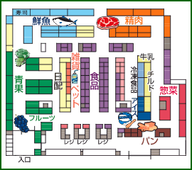 スーパー生鮮館TAIGA　永田店　売り場案内図